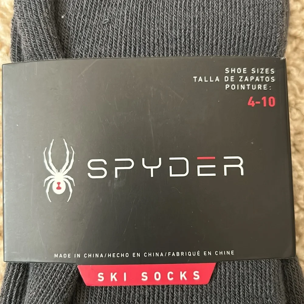 NWT Spyder Full Cushion Ski Socks Gray Blue Youth Boys Girls Shoe Size 4-10
